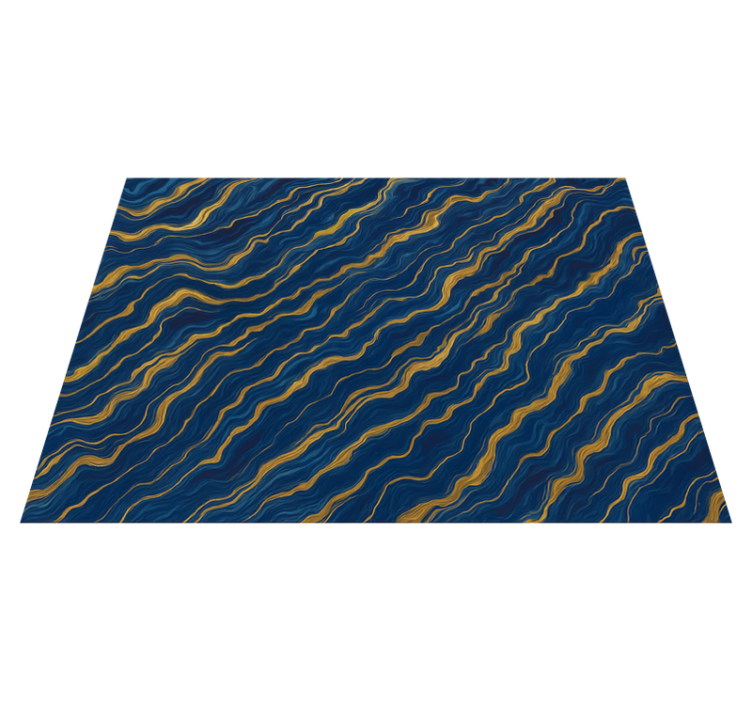 Bedroom vinyl rug in blue and gold marble effect - TenStickers