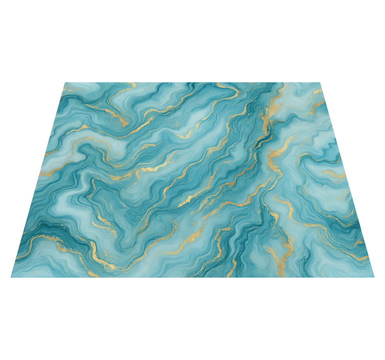Bedroom vinyl rug in light blue and gold marble - TenStickers