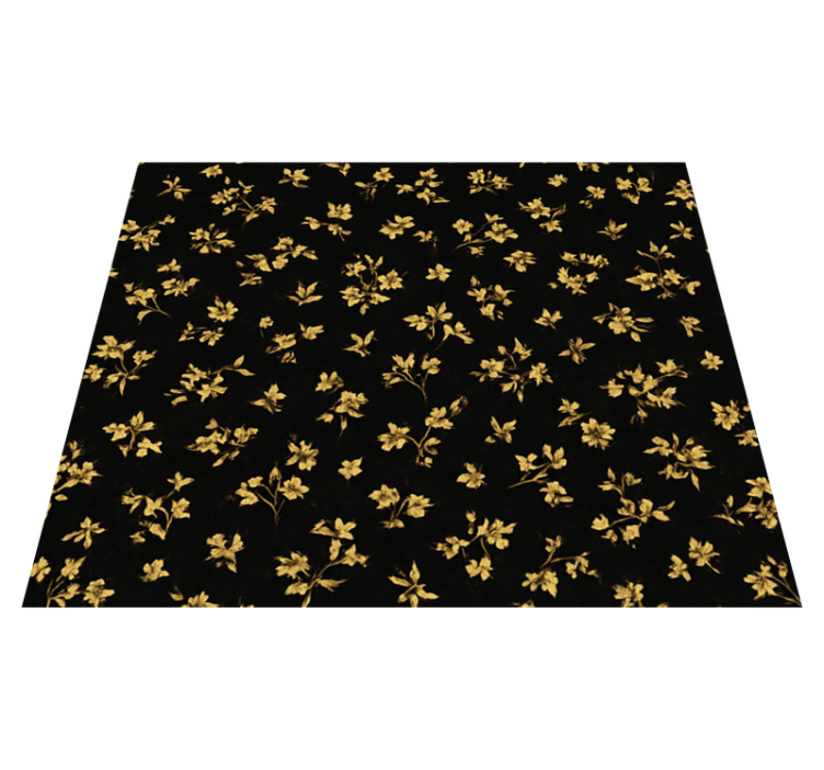 Bedroom vinyl rug dark floral design on black - TenStickers
