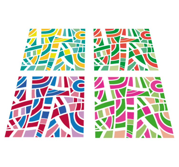 Geometric vinyl rug with multicolored tiles - TenStickers