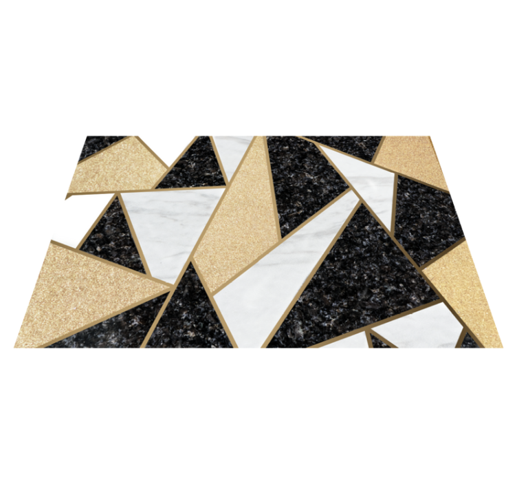 Geometric vinyl rug in black and white marble tiles - TenStickers