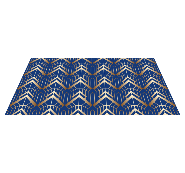 Geometric vinyl rug with modern blue and gold design - TenStickers