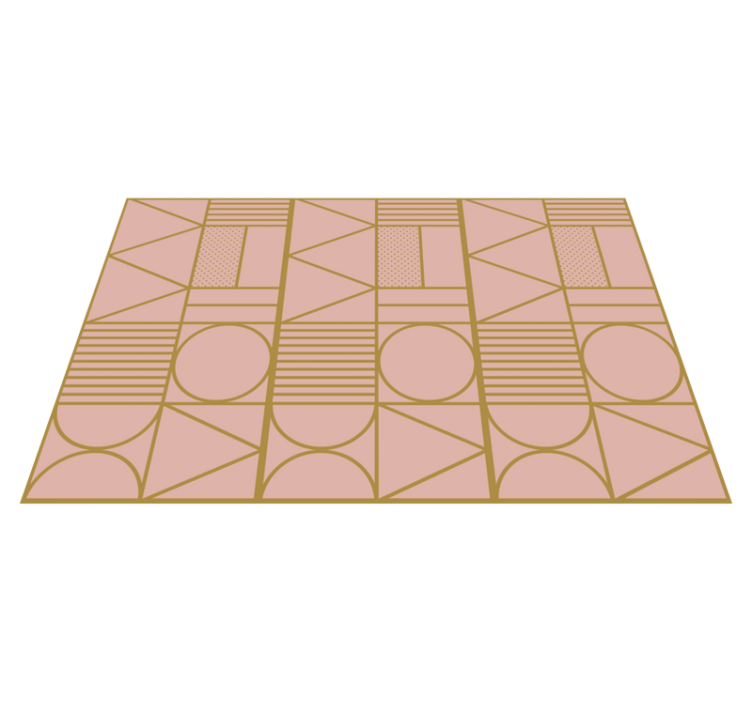Geometric vinyl rug in gold and pink blocks - TenStickers