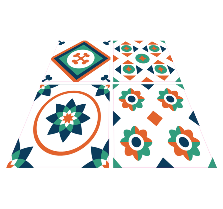 Geometric vinyl rug inspired by geometric tiles - TenStickers
