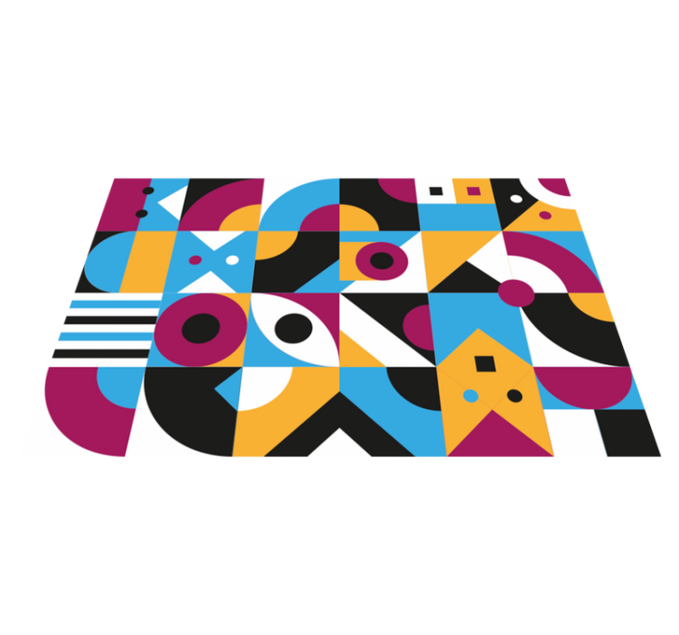 Geometric vinyl rug with vibrant abstract shapes - TenStickers