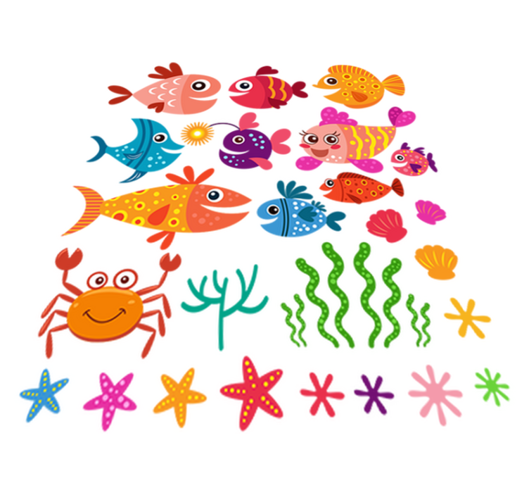Kids vinyl rug colorful baby fishes design - TenStickers