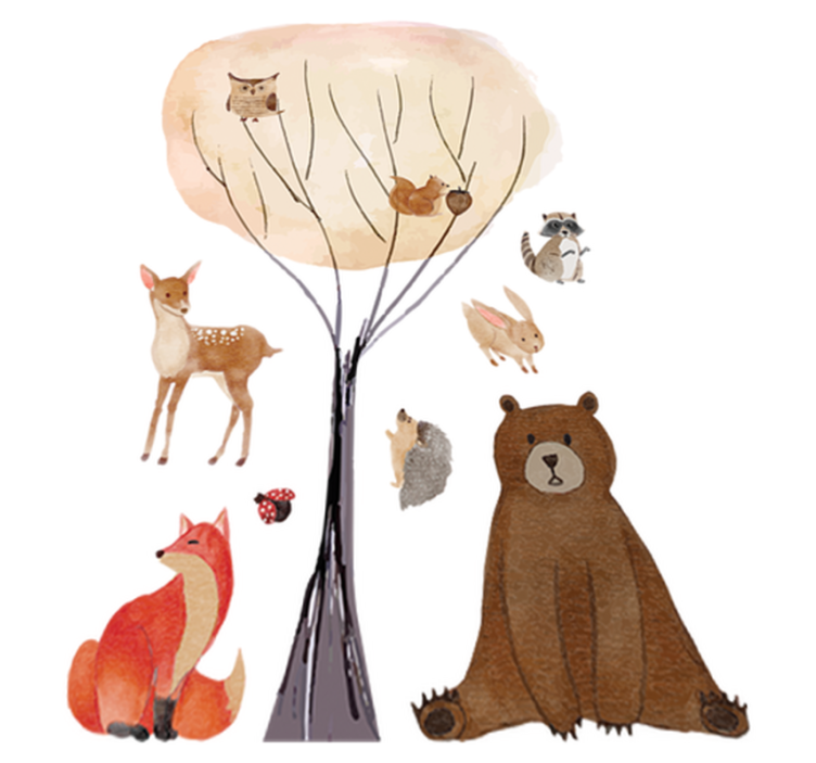 Kids vinyl rug with forest animals and trees - TenStickers