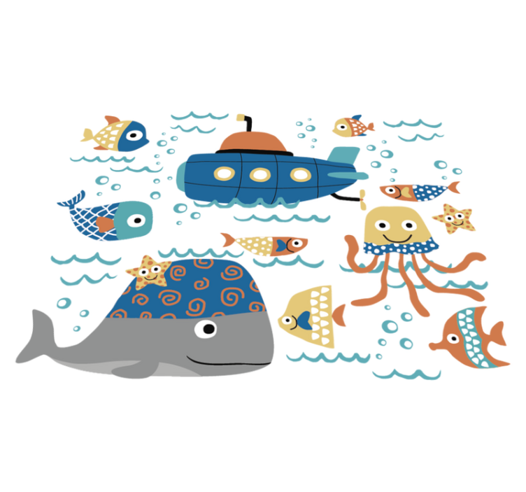 Kids vinyl rug with marine motifs - TenStickers