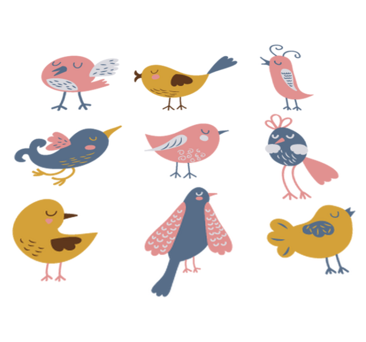 Kids vinyl rug nine bird sticker decal - TenStickers