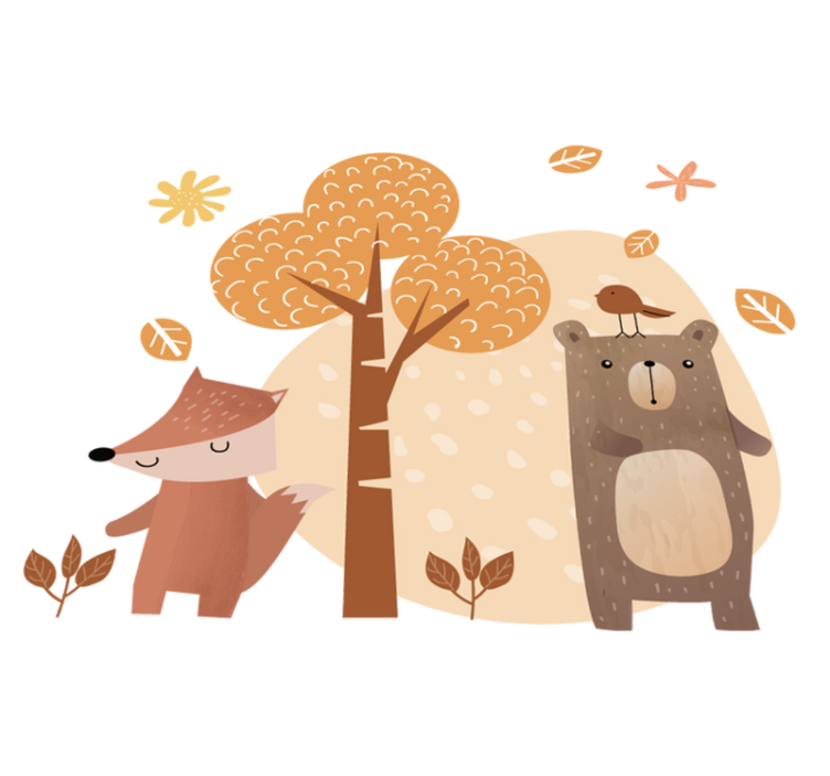 Kids vinyl rug animals and tree - TenStickers