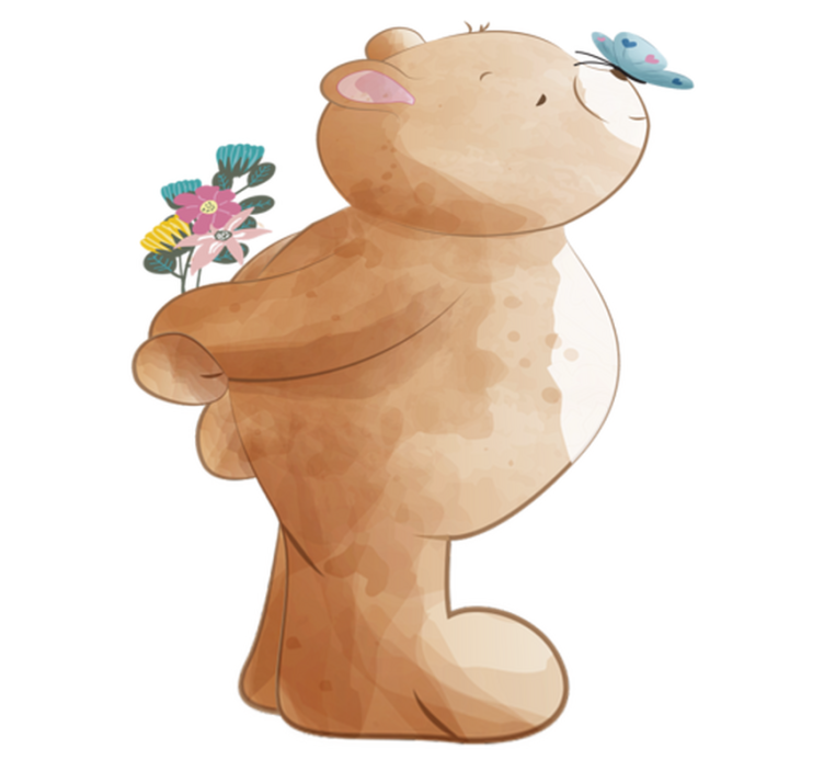 Kids vinyl rug with bear and butterfly design - TenStickers