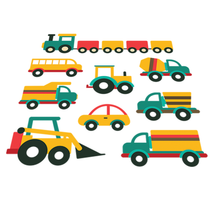 Kids vinyl rug with colorful cars - TenStickers