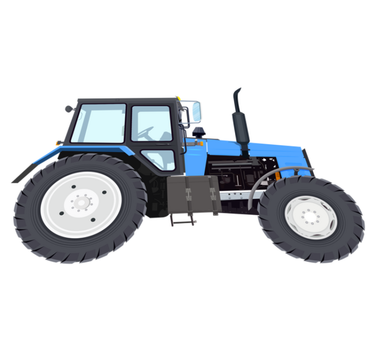 Kids vinyl rug featuring a blue modern tractor - TenStickers