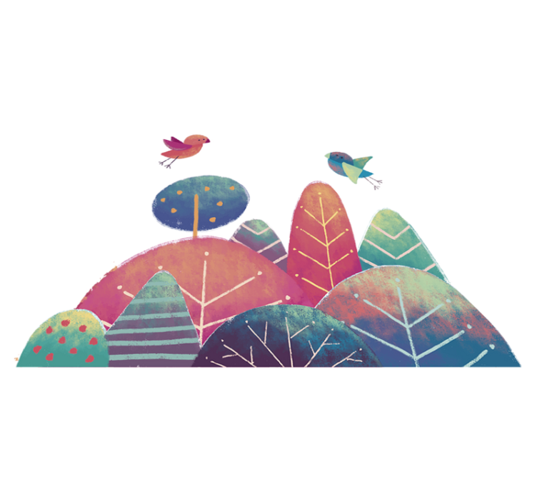 Kids vinyl rug with blue and pink trees design - TenStickers