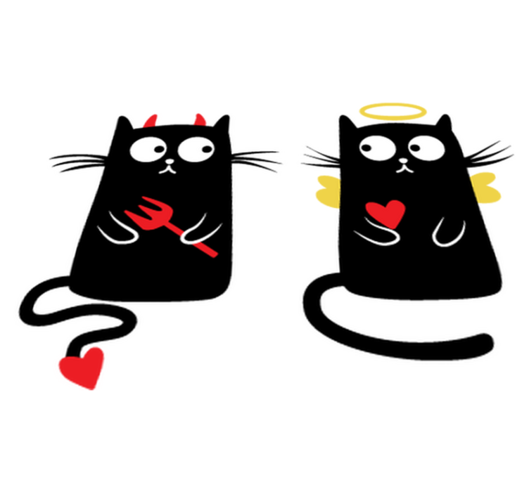 Kids vinyl rug good and bad cat design - TenStickers