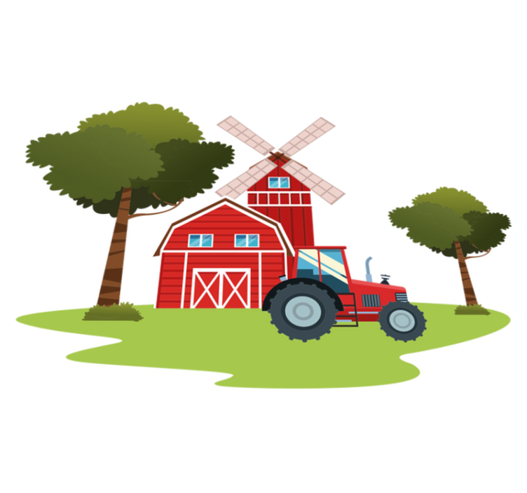 Kids vinyl rug tractors and trees design - TenStickers