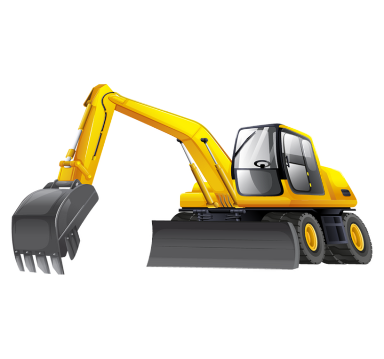 Kids vinyl rug excavator cartoon 3d yellow black - TenStickers