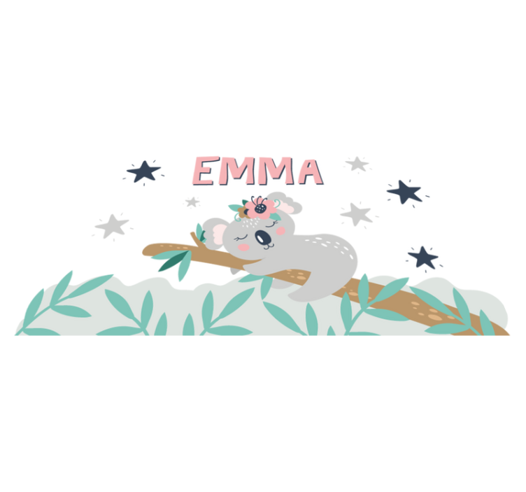 Kids vinyl rug cute koala for girl with name - TenStickers