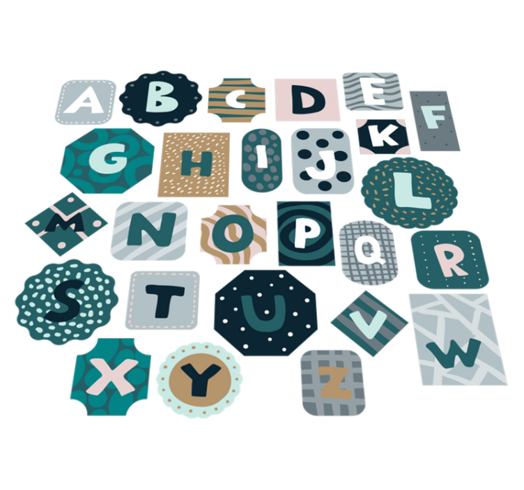 Kids vinyl rug with nordic style alphabet stickers - TenStickers