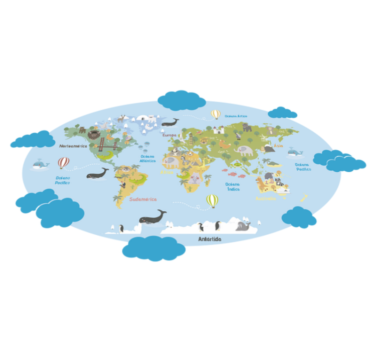 Kids vinyl rug world map for children - TenStickers