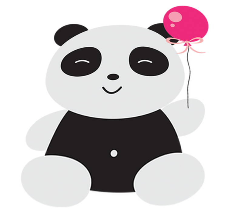 Kids vinyl rug panda bear with pink balloon - TenStickers