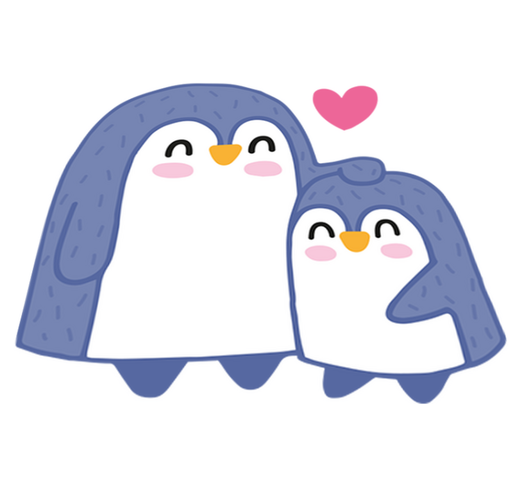 Kids vinyl rug mum and baby penguin design - TenStickers