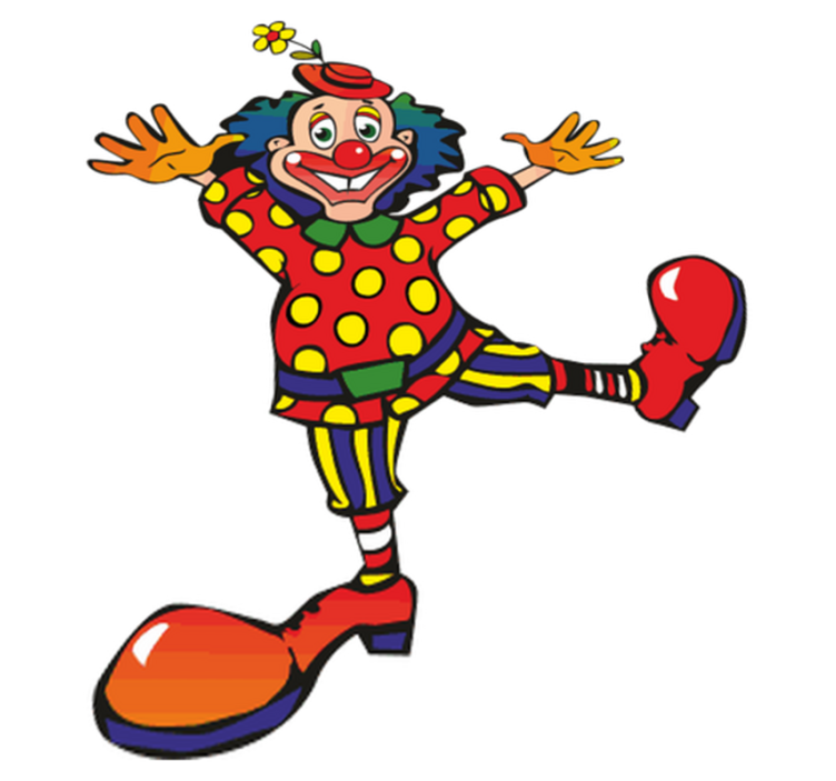 Kids vinyl rug featuring a dancing colorful clown - TenStickers