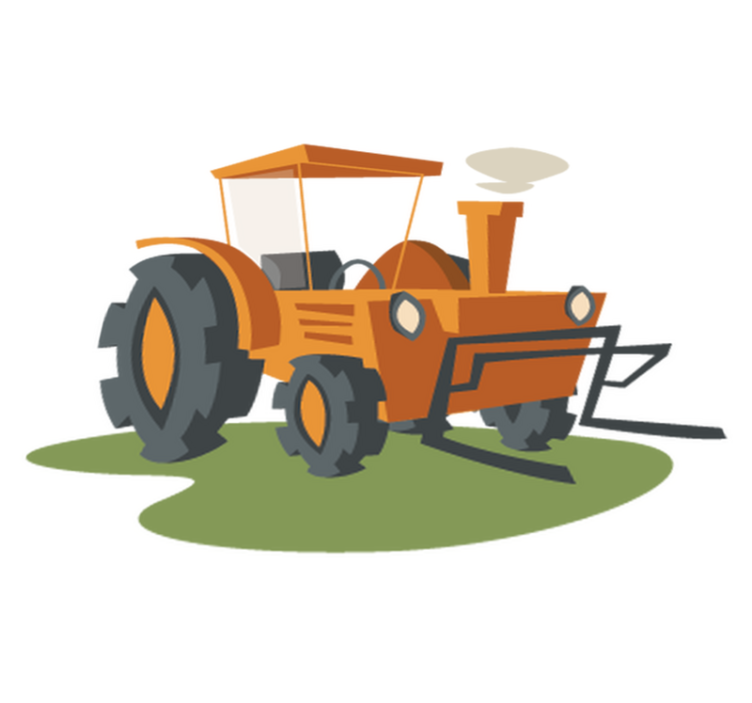 Kids vinyl rug orange tractor - TenStickers