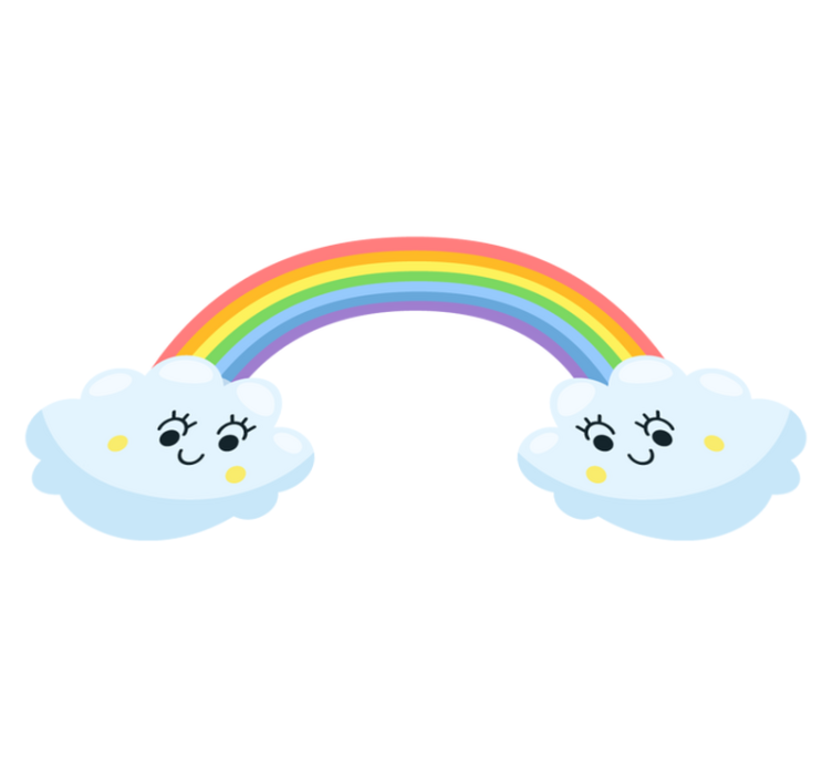 Kids vinyl rug with cute clouds and rainbow design - TenStickers