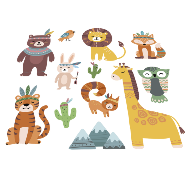 Kids vinyl rug featuring funny tribal animals - TenStickers