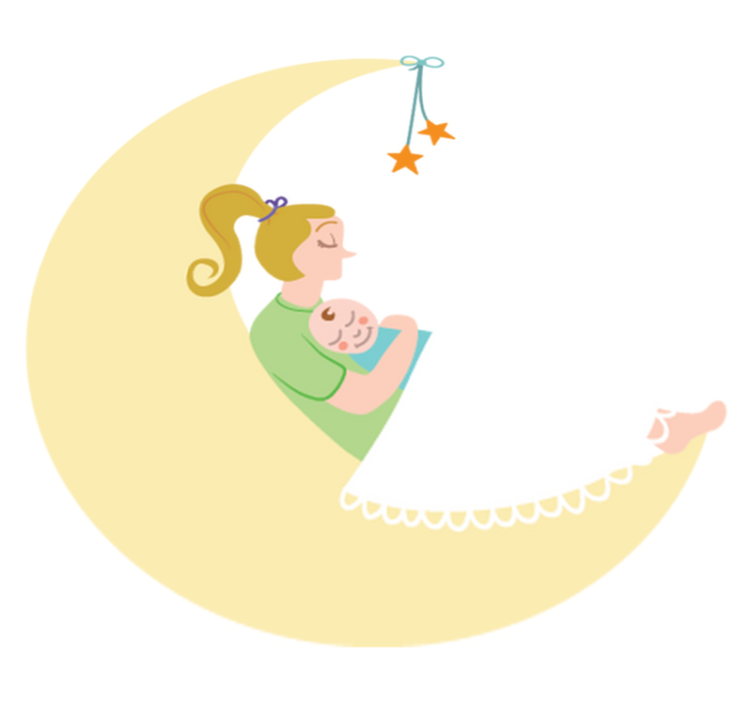 Kids vinyl rug mum and baby on the moon - TenStickers