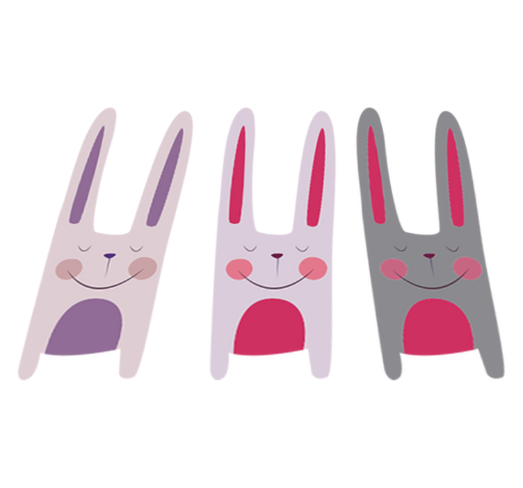 Kids vinyl rug three cheerful rabbits - TenStickers