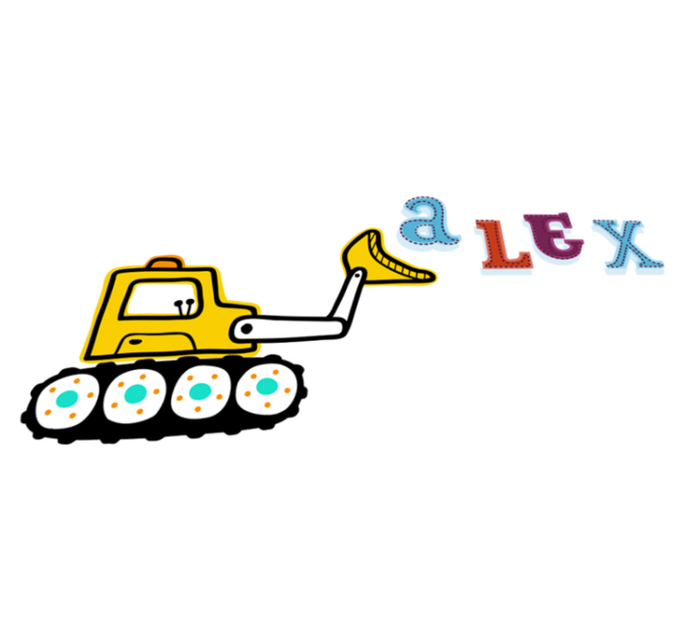 Kids vinyl rug excavator personalized name - TenStickers