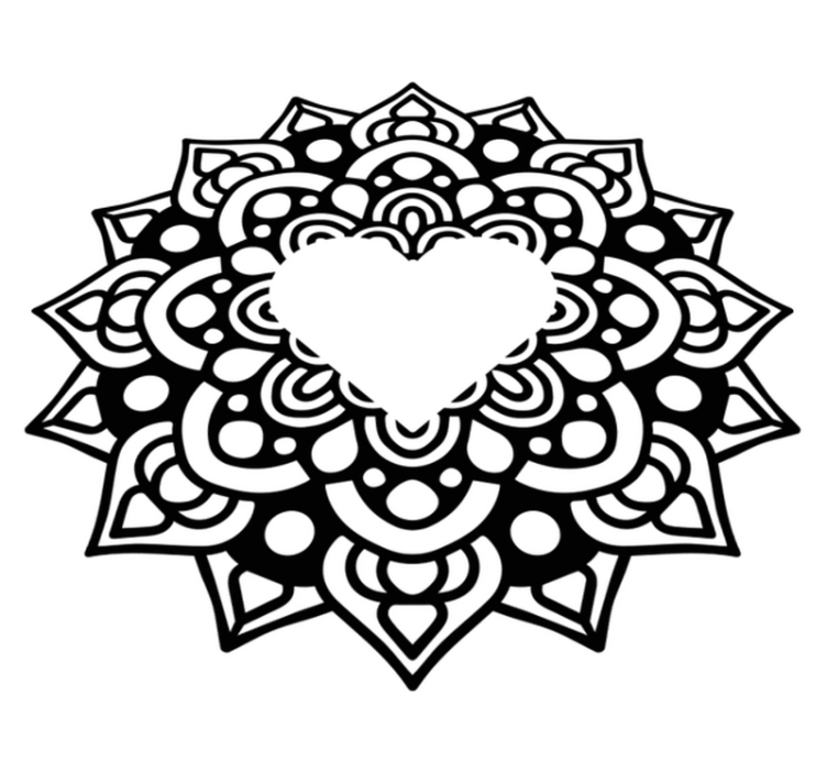 Bedroom vinyl rug with heart-shaped mandala design - TenStickers