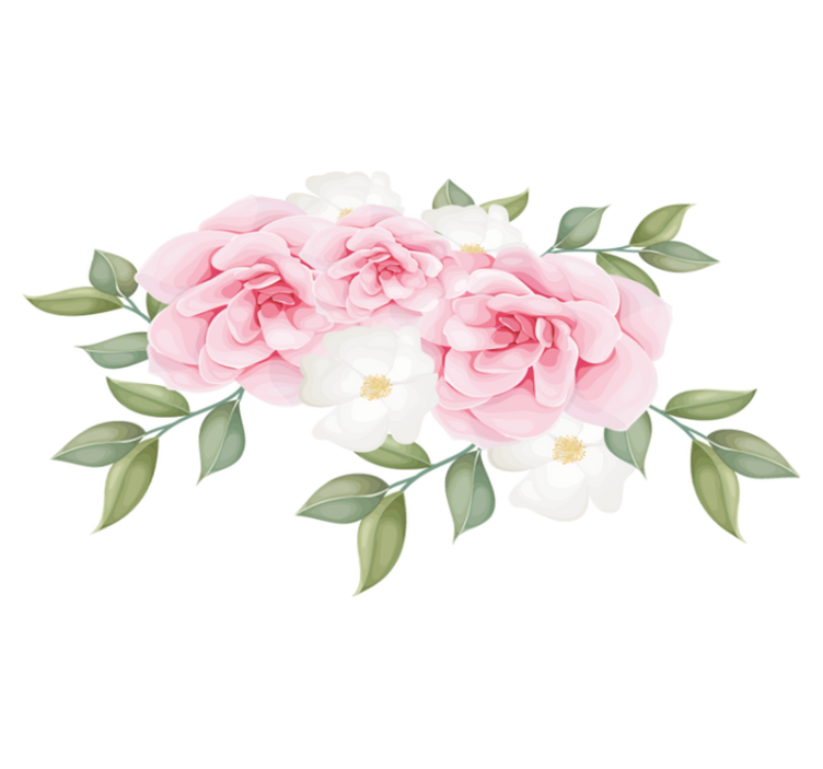 Bedroom vinyl rug elegant pink flowers - TenStickers