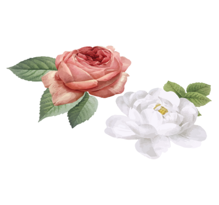 Bedroom vinyl rug white and pink roses design - TenStickers