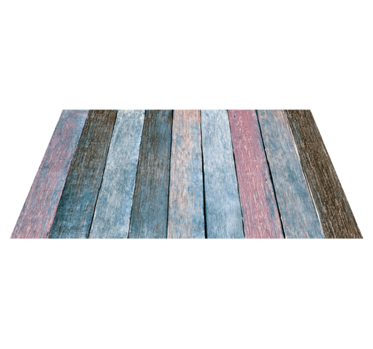 Bedroom vinyl rug in rustic colorful wood design - TenStickers