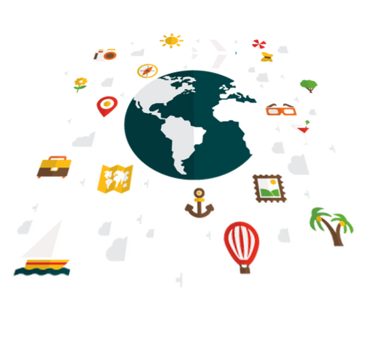 Bedroom vinyl rug travel the world - TenStickers