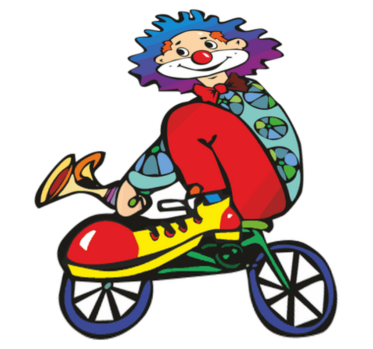Kids vinyl rug clown riding a bike - TenStickers