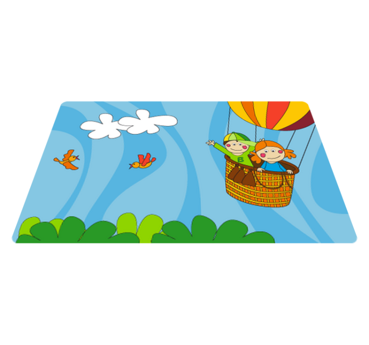 Kids vinyl rug flying in a hot air balloon - TenStickers