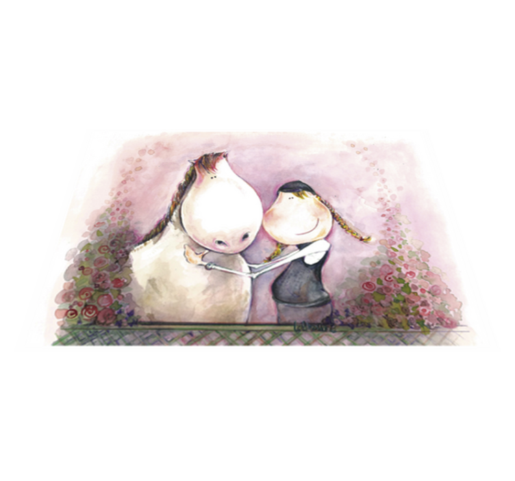 Kids vinyl rug girl and horse - TenStickers