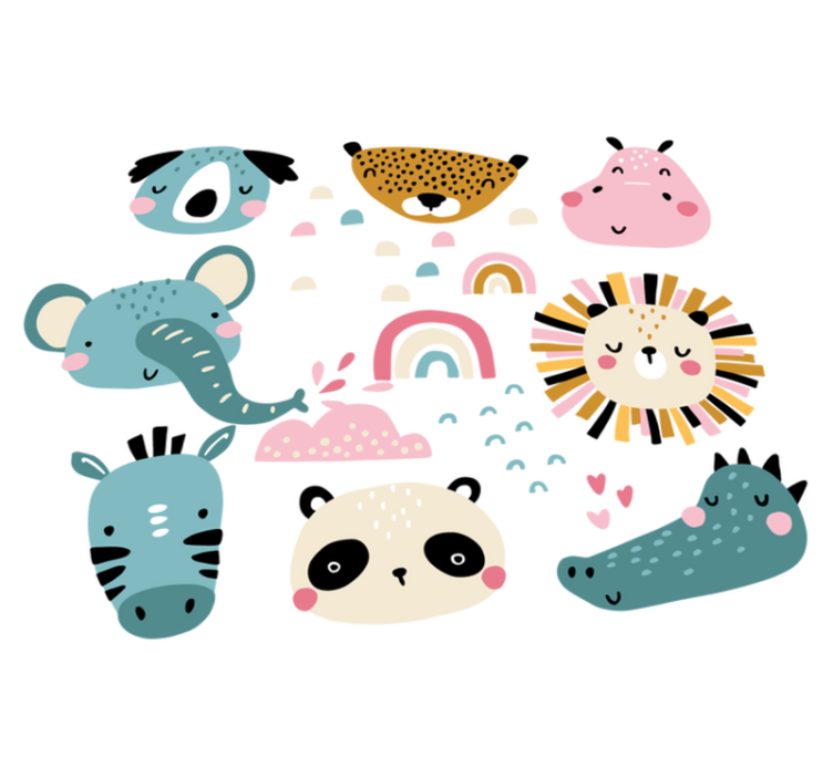 Kids vinyl rug little animals nordic design - TenStickers