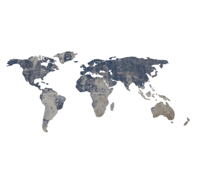 World map vinyl rug blue textured wall decor - TenStickers