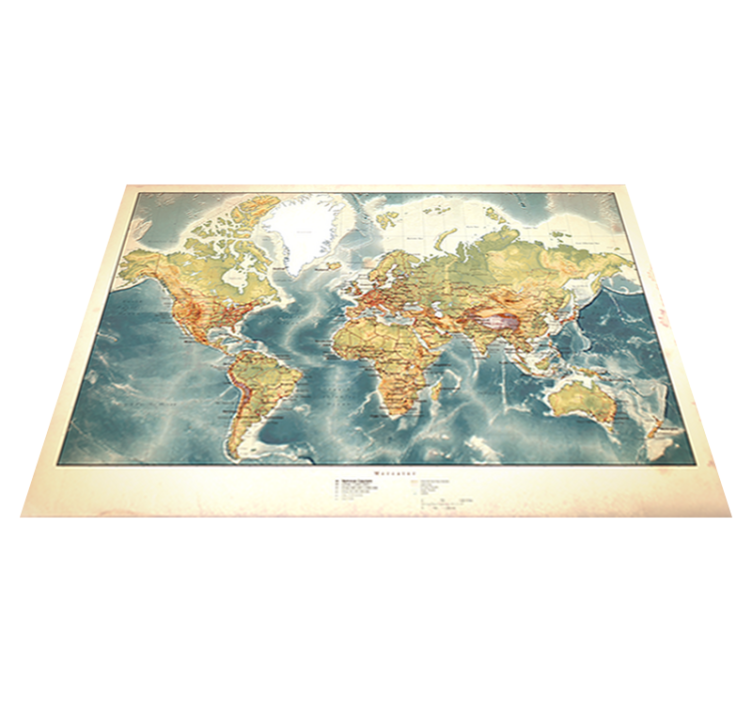 World map vinyl rug vintage world map vinyl rug - TenStickers