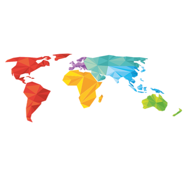 World map vinyl rug geometric world map wall vinyl - TenStickers