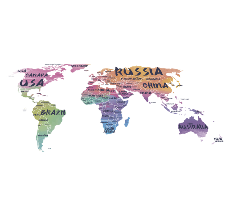 World map vinyl rug world map lettering rug - TenStickers