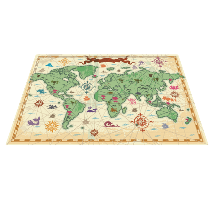 World map vinyl rug classic children's map - TenStickers