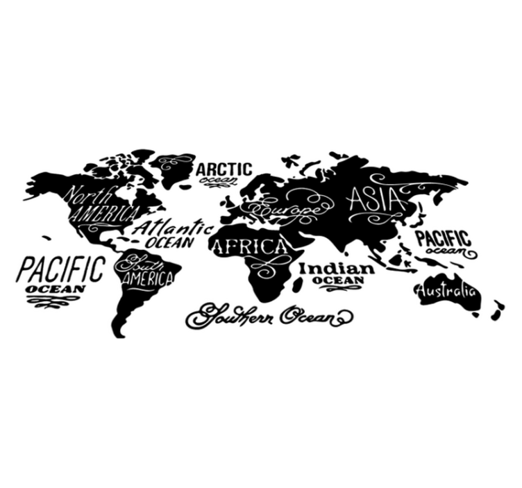 World map vinyl rug with intricate details - TenStickers