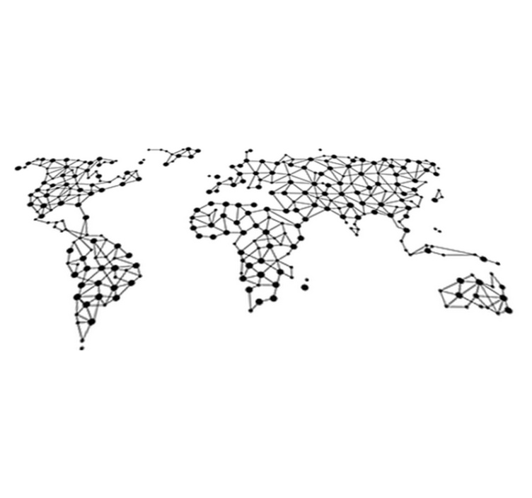 World map vinyl rug with network design - TenStickers