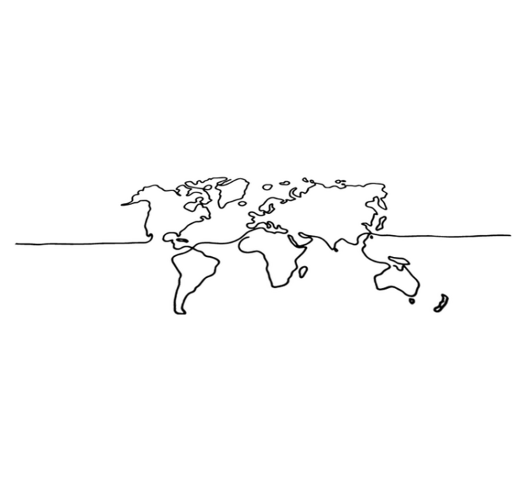 World map vinyl rug in line art style - TenStickers